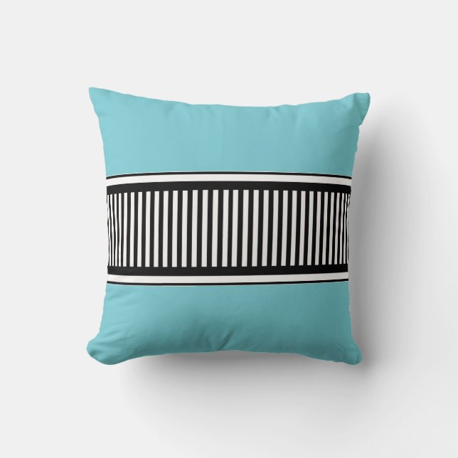 Blue and Black Polka Dot Lines Abstract Cushion (Front)
