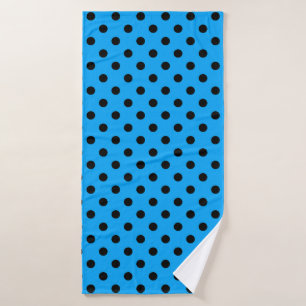 Blue and Black Polka Dots Bath Towel