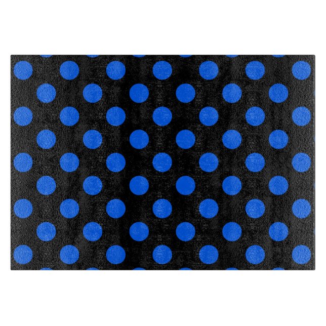 Blue and black polka dots cutting board (Front)