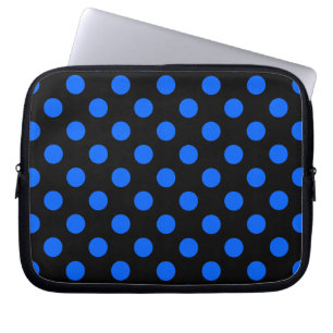 Blue and black polka dots laptop sleeve
