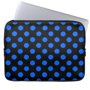 Blue and black polka dots laptop sleeve