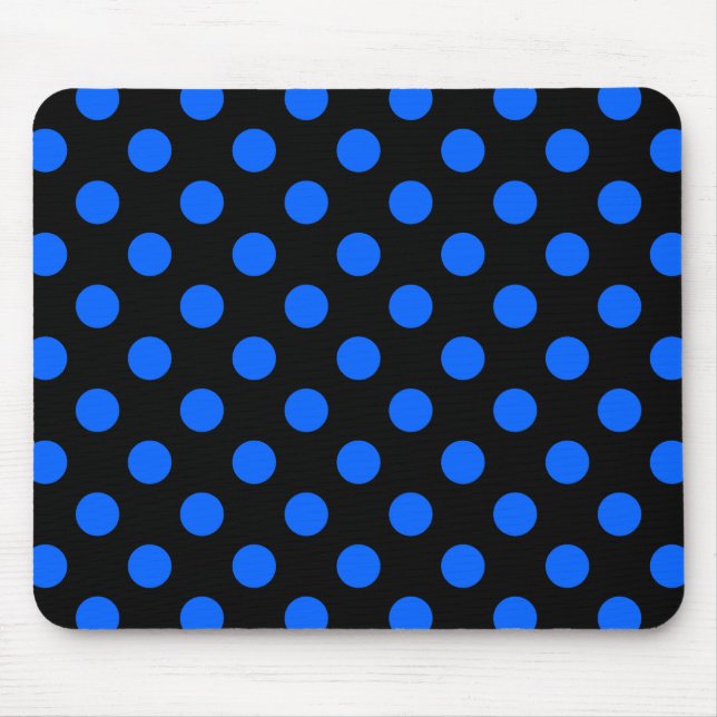 Blue and black polka dots mouse pad (Front)