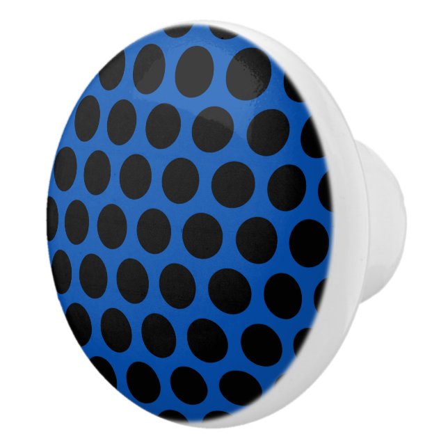 Blue and Black Polka Dotted Ceramic Knob (Right)