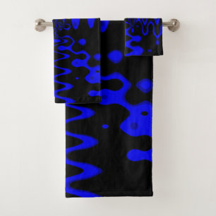 Blue and Black Psychedelic Art Bathroom Towel Set
