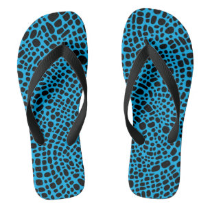 Blue And Black Psychedelic Oragnic Skin Pattern Thongs