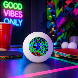 Blue and Black Retro Ping Pong Ball