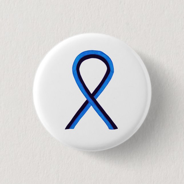 Blue and Black Ribbon Awareness Custom Pins (Front)