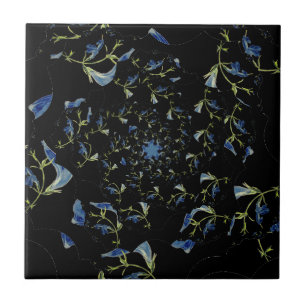 Blue and black Sage fractal art Ceramic Tile