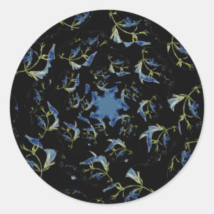 Blue and black Sage fractal art Classic Round Sticker