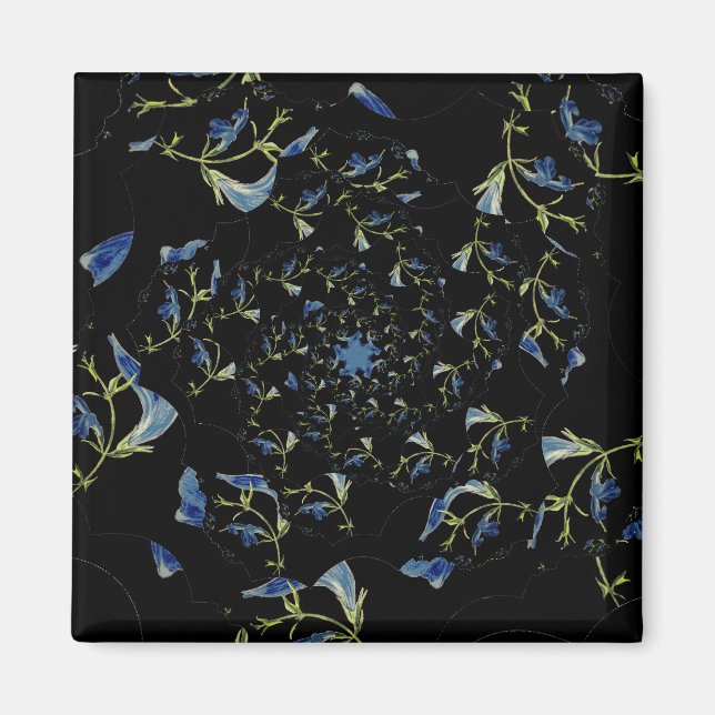 Blue and black Sage fractal art Magnet (Front)
