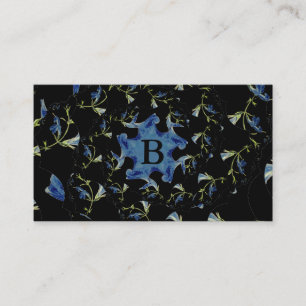 Blue and black Sage fractal art Monogram Business Card