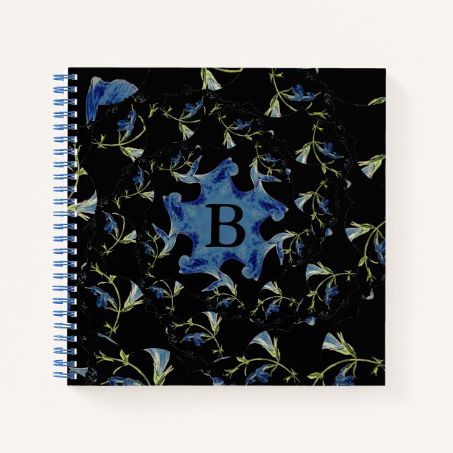 Blue and black Sage fractal art Notebook (Front)