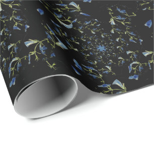 Blue and black Sage fractal art Wrapping Paper