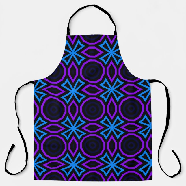 Blue and black seamless pattern with simple geomet apron (Front)