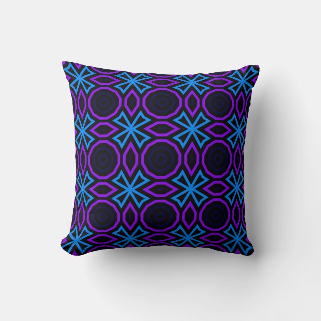 Blue and black seamless pattern with simple geomet cushion (Front)