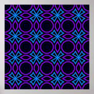 Blue and black seamless pattern with simple geomet poster