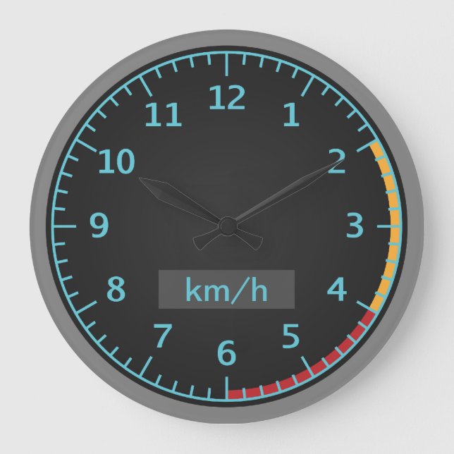 Blue and Black Speedometer Large Clock (Front)