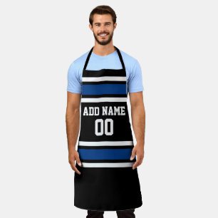 Blue and Black Sports Jersey Custom Name Number Apron