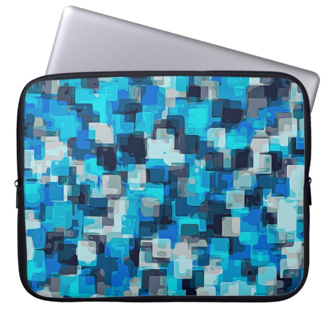 blue and black square pattern abstract backgrounda laptop sleeve (Front)