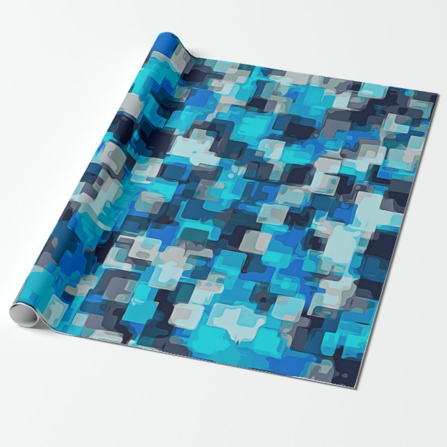 blue and black square pattern abstract backgrounda wrapping paper (Unrolled)