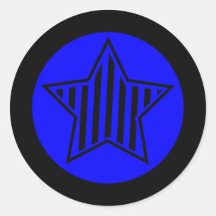 Blue and Black Star Round Sticker