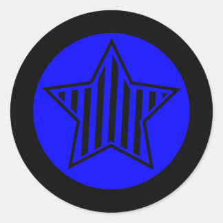 Blue and Black Star Round Sticker