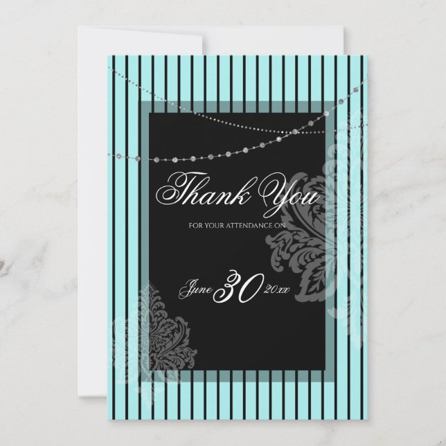 Blue and black stripes Invitation (Front)