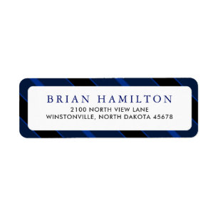 Blue and Black Stripes   Return Address Label
