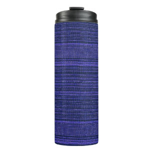 blue and black stripes textiled thermal tumbler
