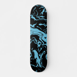 Blue and Black Swirls abstract fluid paint Skateboard