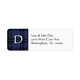 Blue and Black Tartan Plaid Address Labels