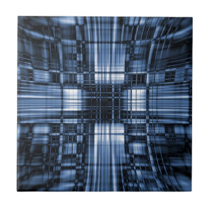 Blue and black tech lines ceramic tile