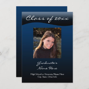 Blue and Black Wave Graduation Announcement