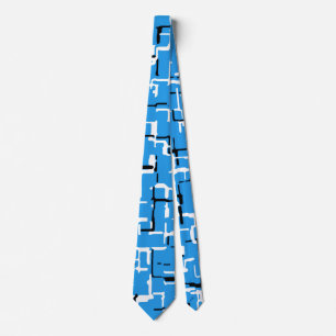 Blue and Black White Abstract Pattern Tie