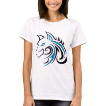 Blue and Black Wolf Head Outline