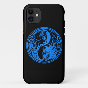 Blue and Black Yin Yang Cats iPhone 11 Case