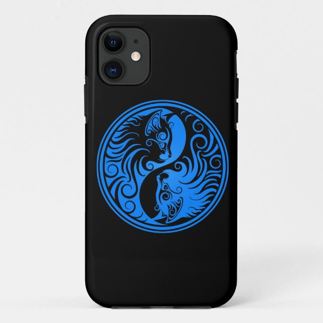 Blue and Black Yin Yang Cats Case-Mate iPhone Case (Back)