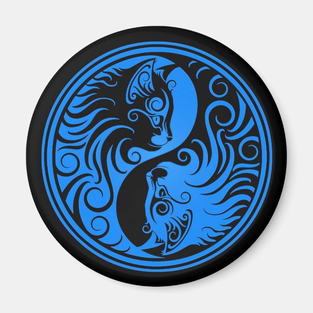 Blue and Black Yin Yang Cats Magnet (Front)
