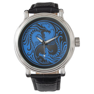 Blue and Black Yin Yang Dragons Watch