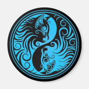 Blue and Black Yin Yang Kittens Magnet