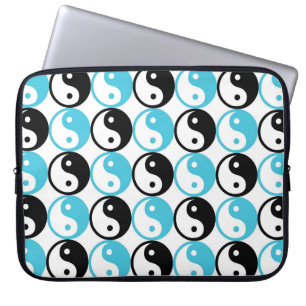 Blue and black yin yang pattern laptop sleeve
