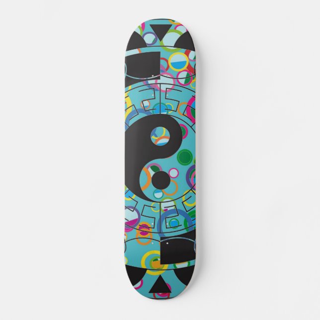 Blue And Black Yin Yang Symbol Skateboard (Front)