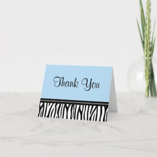 Blue and Black Zebra Thank You Card