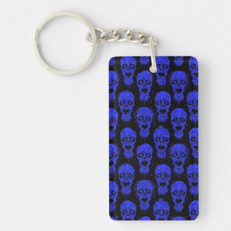 Blue and Black Zombie Apocalypse Pattern Key Ring