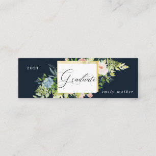 blue and blush floral graduation name card