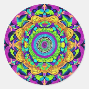 Blue and Bold Mandala Classic Round Sticker