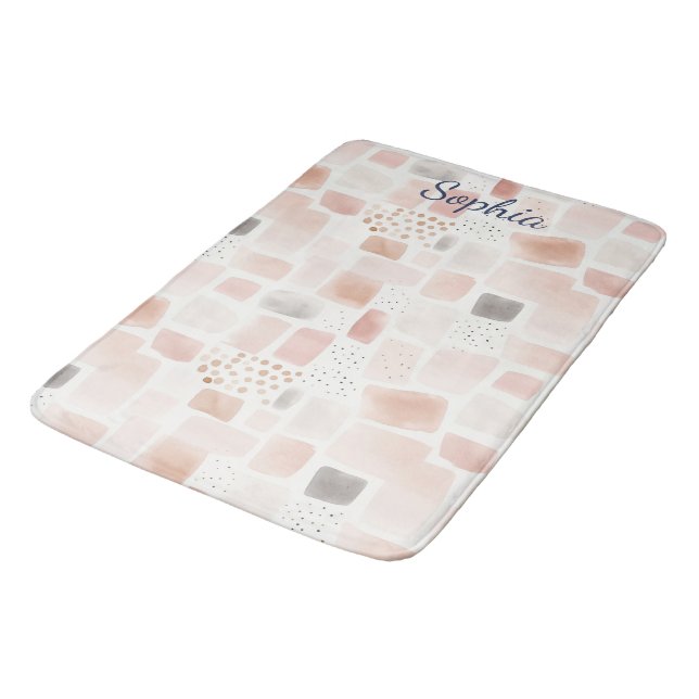 Blue and Brown Abstract Colour DesignFleece Blanke Bath Mat (Angled)