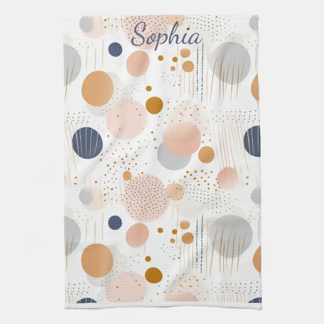 Blue and Brown Abstract Colour DesignFleece Blanke Tea Towel (Vertical)