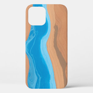 BLUE AND BROWN ABSTRACT PAINTING iPhone 12 CASE