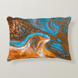 Blue and brown abstract painting decorative cushion